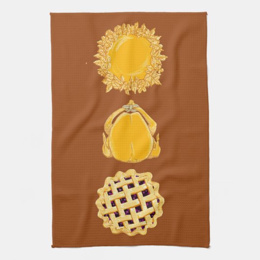 Pie Turkey Pie vertical dk pumpkin keukenhanddoek (Verticaal)