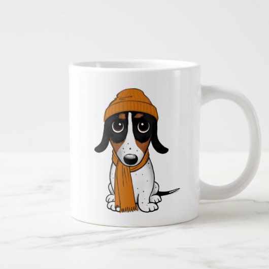 Piebald Dachshund | Cute Hipster Dog Extra Grote Beker (Rechts)