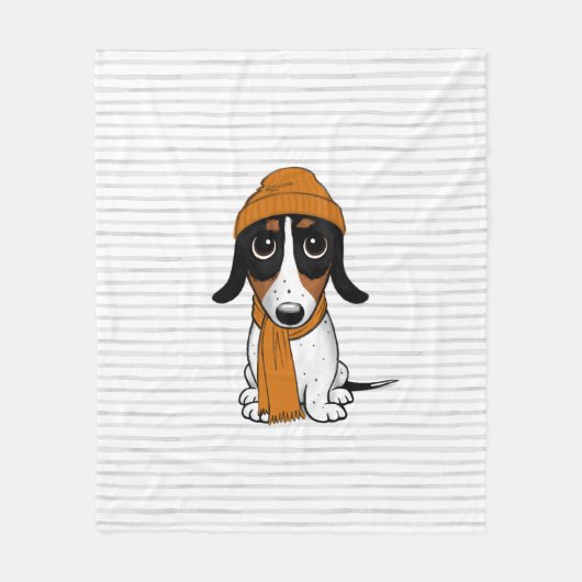 Piebald Dachshund Cute Hipster Dog Fleece Deken (Voorkant)