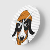 Piebald Dachshund Cute Hipster Dog Ronde Klok (Hoek)