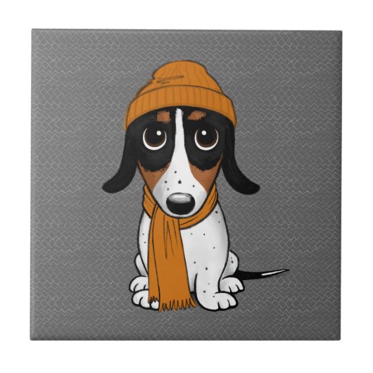 Piebald Dachshund | Cute Hipster Dog Tegeltje (Voorkant)