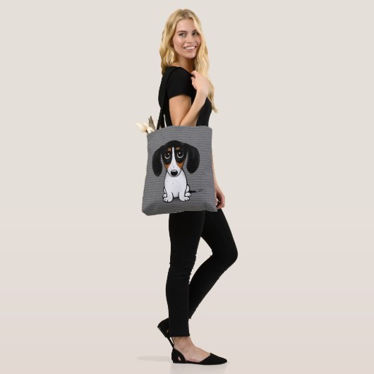 Piebald Dachshund Cute Puppy Dog Canvas tas (Op model)