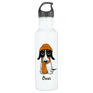 Piebald Dachshund   Hipster Dog met aangepaste tek Waterfles