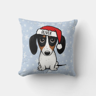 Piebald Dachshund Kerstmis Aangepaste Naam Leuke H Kussen