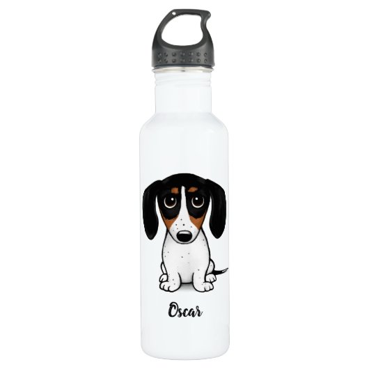 Piebald Dachshund | Kute dog met aangepaste tekst Waterfles (Voorkant)