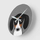 Piebald Dachshund mignon Chien chiot Horloge ronde (Angle)