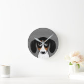 Piebald Dachshund mignon Chien chiot Horloge ronde (Maison)