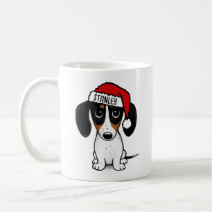Piebald Dachshund Santa Hond Aangepaste naam Koffiemok