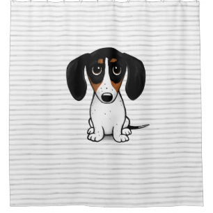 Piebald Dachshund Schattigee Cartoon Puppy Dog Douchegordijn