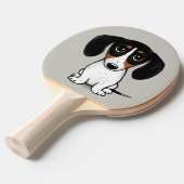 Piebald Dachshund | Schattigee striphond Tafeltennisbatje (Voorkant Gekanteld)