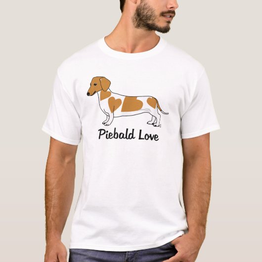 Piebald Love Dachshund T-Shirt (marques rouges) (Devant)