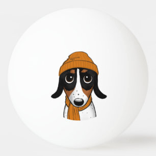 Piebald Teckel Hond met Beanie Pet Pingpongballen