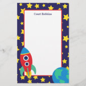 Pièce de papeterie personnalisée Space Rocket (Devant)