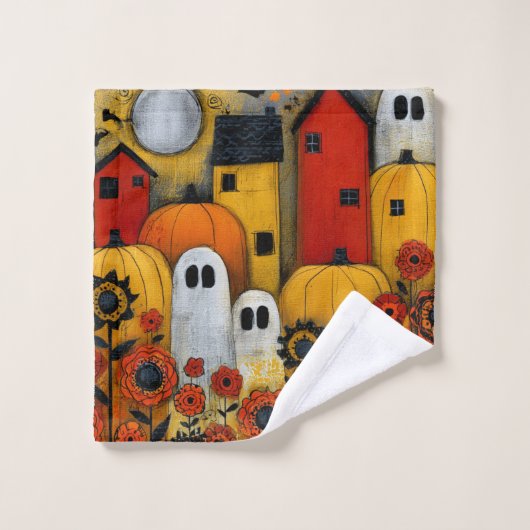 Pièce de patchwork fantaisiste d'Halloween d'art f (Gant de toilette)