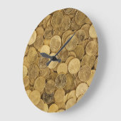 Pièce De Pièces Arrondies Or Horloge Mur Acrylique (Angle)