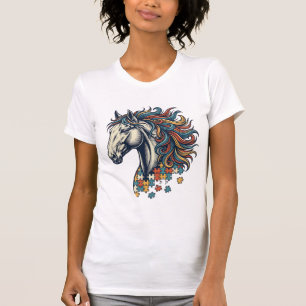 Pièce de puzzle de cheval coloré T-Shirt gravure v