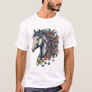 Pièce de puzzle de cheval coloré T-Shirt gravure v