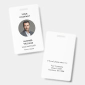 Pièce d'identité avec photo Badge blanc (Avant & arrière)