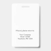 Pièce d'identité avec photo Badge blanc (Arrière)