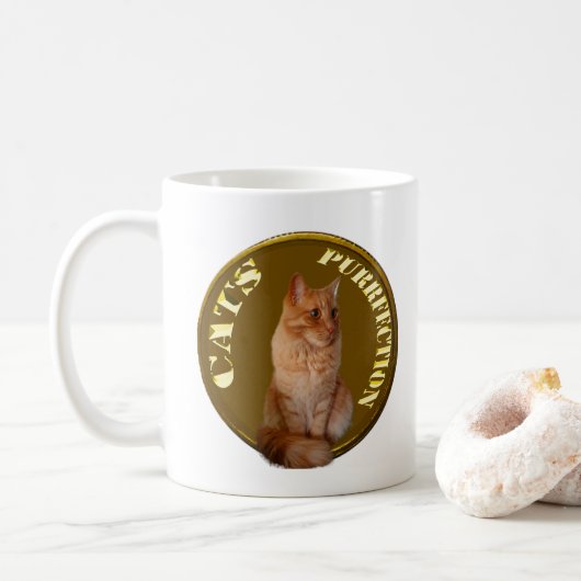 Pièce d'or de chat Ginger, Mug de café (Avec donut)