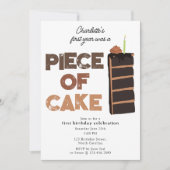 Piece of Cake Invite 1st  First Birthday Cute Kaart (Voorkant)