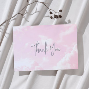 Piece of Heaven Baby shower Roze Wolken Bedankkaart