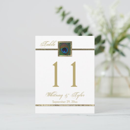 Pièce Peacock Or et Blanc Numéro de table (Debout devant)