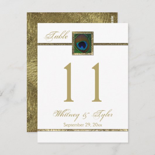 Pièce Peacock Or et Blanc Numéro de table (Devant / Derrière)