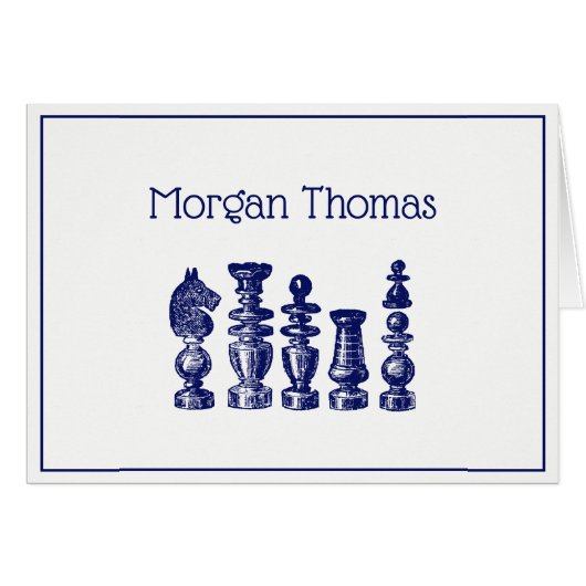 Pièces de jeu d'échecs Art vintage bleu (Devant Horizontal)