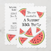 Pièces de pastèque Invitation au barbecue d'été ve (Devant / Derrière)