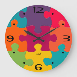Pièces de Puzzle Colorées Nouvelle Horloge Murale 