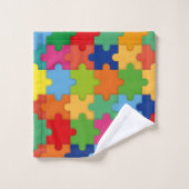 Pièces de puzzle colorées pour l'autisme Personnal (Gant de toilette)