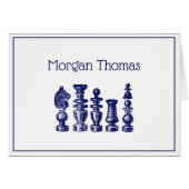 Pièces d'échecs Art Vintage bleu (Devant Horizontal)