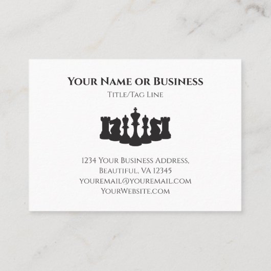 Pièces d'échecs blanc et noir Carte de visite clas (Dos)