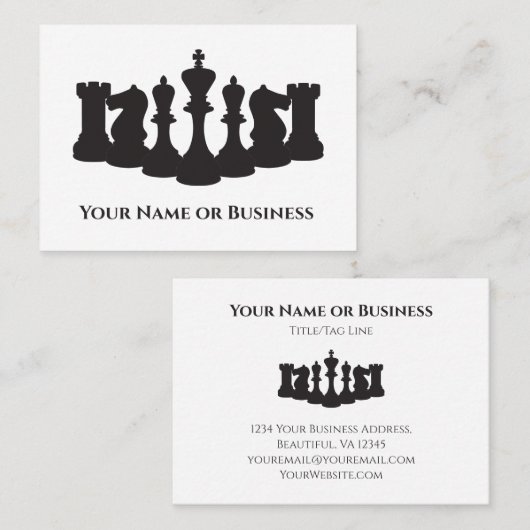 Pièces d'échecs blanc et noir Carte de visite clas (Devant / Derrière)