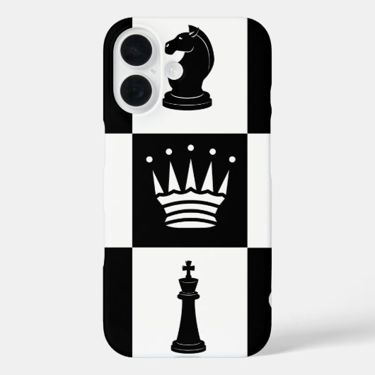 Pièces d'échecs classiques iPhone 16 Coque (Verso)