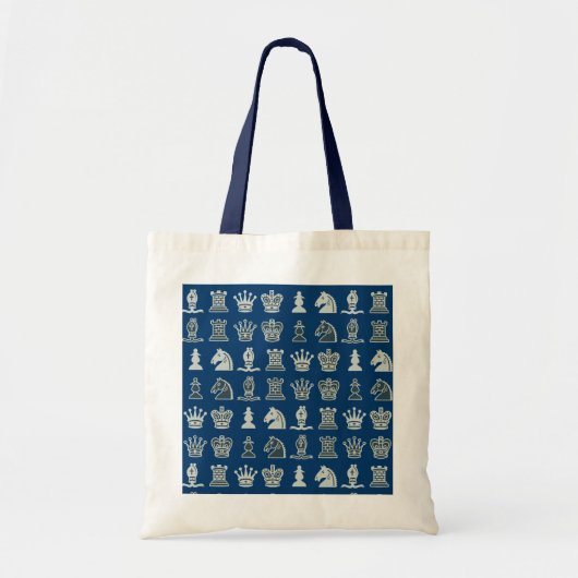 Pièces d'échecs dans le sac bleu de rangées (Devant)