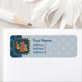 Pièces d'échecs Étiquettes de adresse bleus (En situation)