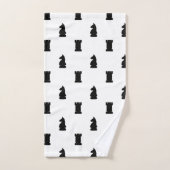 Pièces d'échecs noir Chevalier et Roche (Serviette à main)
