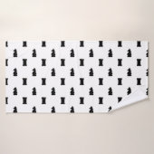 Pièces d'échecs noir Chevalier et Roche (Serviette de bain)