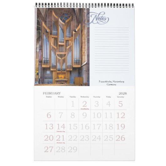 Pièces d'organes à leur place Calendrier (Fev 2028)