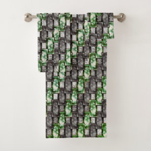 Pièces rectangulaires sculptées et colorées, vert