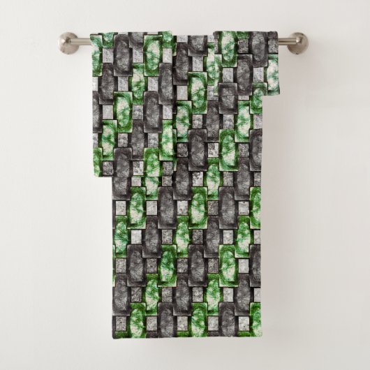 Pièces rectangulaires sculptées et colorées, vert  (En situation)
