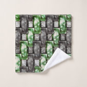 Pièces rectangulaires sculptées et colorées, vert  (Gant de toilette)