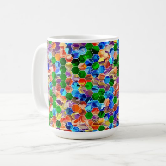 Piecewise Horizontale Zeshoeken Swirl 15oz Mok (Voorkant links)