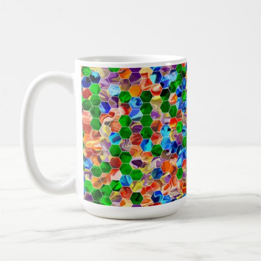 Piecewise Horizontale Zeshoeken Swirl 15oz Mok (Links)