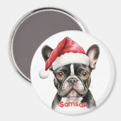 Pied Black White French Bulldog Christmas Magnet (Recto/Verso)