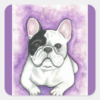 Pied Franse Bulldog paarse stickers