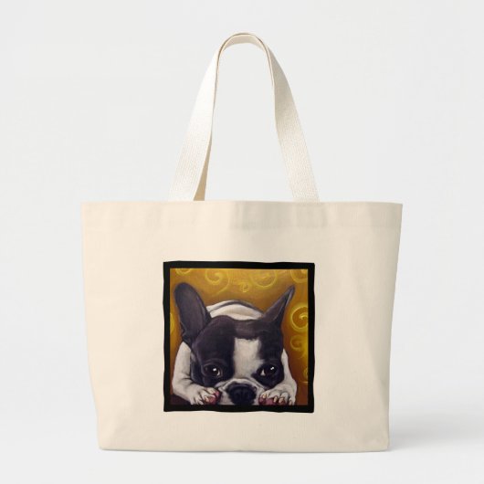 Pied Frenchie Nap Grote Tote Bag (Voorkant)