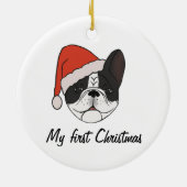 Pied Frenchie Santa Hoed Kerstmis Ornament (Achterkant)